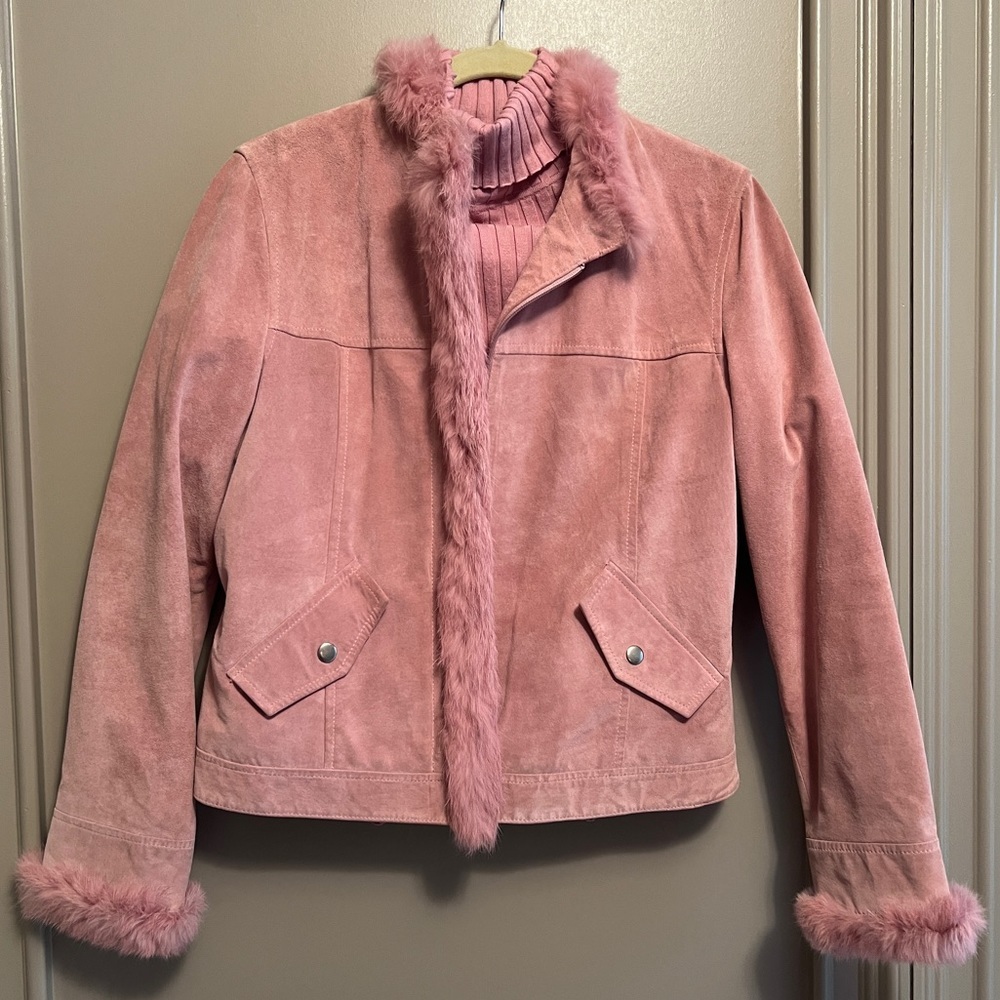 Vintage Suede and Fur Jacket with matching Sweater. Size Medium and So Cool!